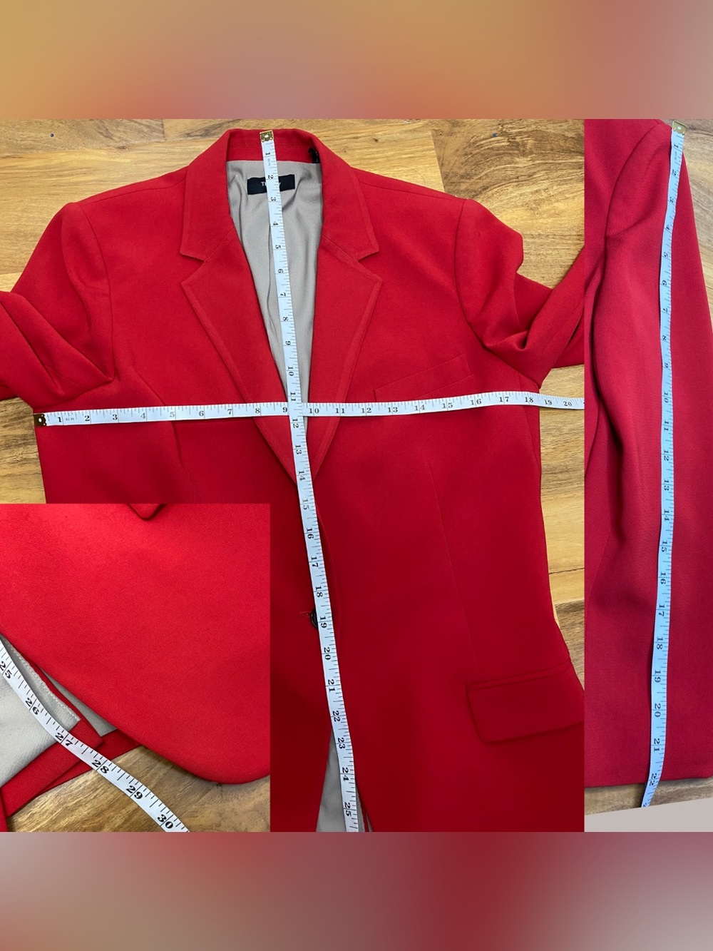 Theory Classic Single Breasted Red Blazer Size 8 Romantic Career Quiet Luxury - Picture 8 of 12